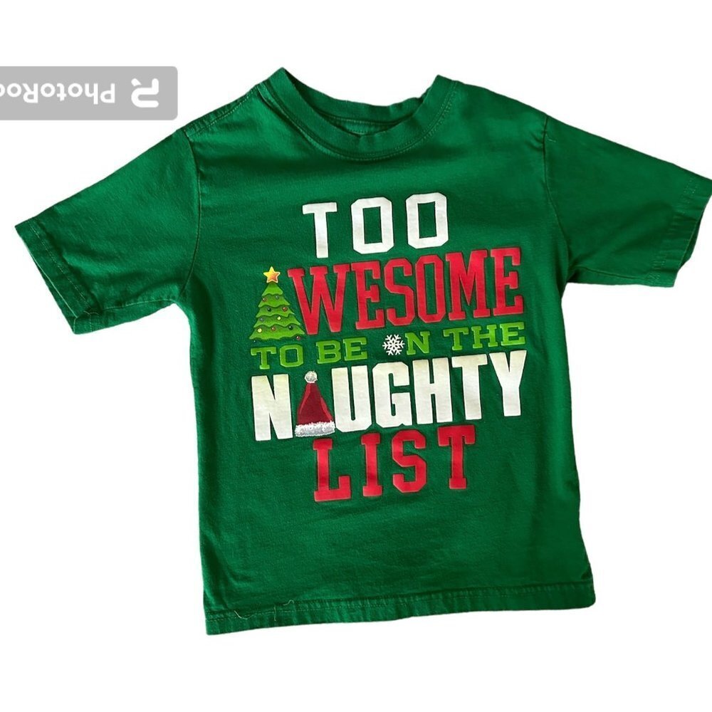 Christmas Too awesome to be on the naughty list shirt size xs (4-5)